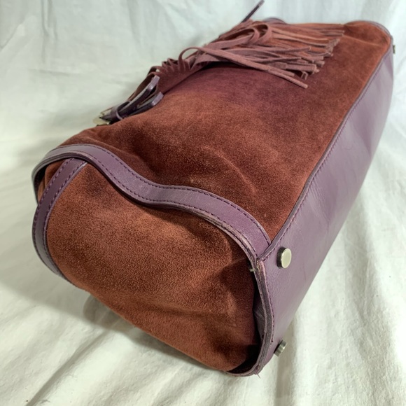 BURBERRY Purple Suede Fringed Barrel Tassel - Picture 9 of 14